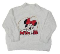 Bílý chlupatý svetr s Minnie C&A