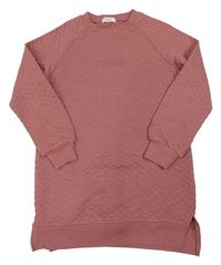 Starorůžové prošívané teplákové šaty s nápisem Primark