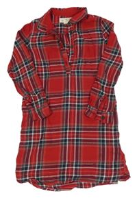Červeno-zeleno-bílé kostkované košilové šaty H&M