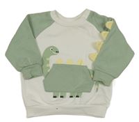 Bílo-zelená mikina s dinosaurem Primark