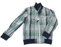 Světlemodro-zeleno-černá kostkovaná šusťáková podzimní oboustranná bunda H&M