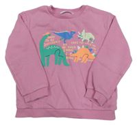 Růžová mikina s dinosaury M&S