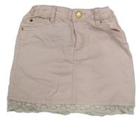 Světlerůžová riflová sukně s krajkou H&M