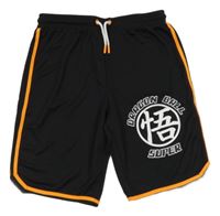 Černo-oranžové sportovní kraťasy s nápisy - Dragonball Z a pruhy PRIMARK