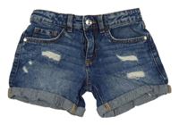 Modré mid rise riflové kraťasy s prošoupáním Denim Co.