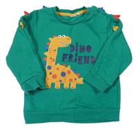 Zelená mikina s dinosaurem a ostny