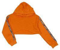 Oranžová crop mikina s kapucí shein