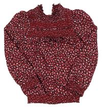 Vínovo-černá halenka s leopardím vzorem 
