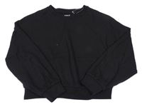 Černá žebrovaná crop oversize mikina Next