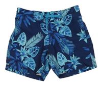 Tmavomodré plážové kraťasy s listy H&M