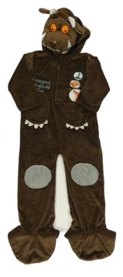 Kostým - Tmavohnědá plyšová kombinéza s kapucí - Gruffalo Tu