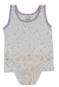 2Set - bílo-fialová skvrnitá košilka alive + bílé kalhotky s Disney princeznami 