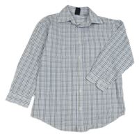 Bílo-modro-tmavomodro-černá kostkovaná košile C&A