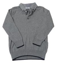 Šedý melírovaný svetr s límečkem M&S