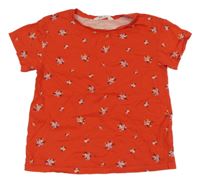 Červené květované tričko H&M