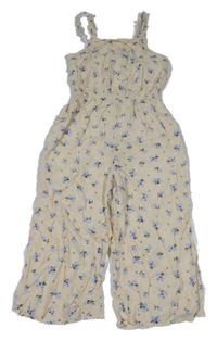 Světležlutý květovaný lehký culottes overal New Look