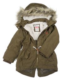 Khaki šusťáková zimní parka s kapucí s kožešinou H&M
