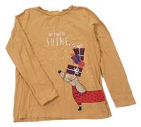 Karamelové triko s pejskem H&M