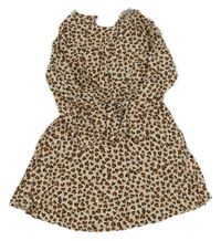 Smetanovo-hnědo-růžové lehké leopardí šaty Matalan