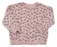 Světlerůžová mikina s leopardím vzorem F&F