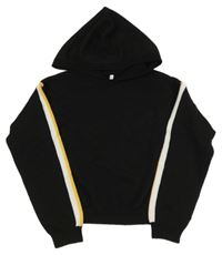Černý crop svetr s proužky a kapucí C&A