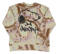Růžovo-béžová-hnědá batikovaná mikina se Snoopym H&M