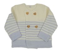 Světlemodro-smetanový pletený propínací svetr s pruhy Rock-a-Bye Baby