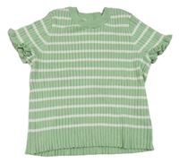 Světlezeleno-bílé pruhované žebrované pletené tričko H&M