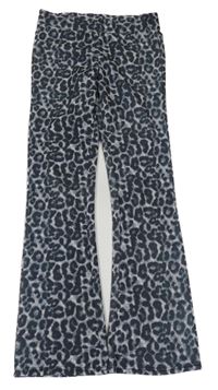 Šedo-černé flare legíny s leopardím vzorem 