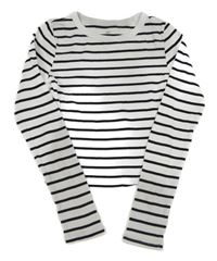 Bílo-černé pruhované žebrované crop triko H&M