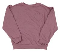 Starorůžová mikina se srdíčkem/kapsičkou H&M