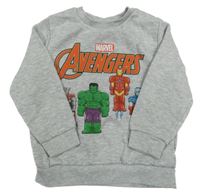 Šedá melírovaná mikina s hrdiny Marvel
