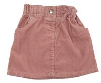 Starorůžová paper bag manšestrová sukně PRIMARK