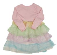 Světlerůžovo-barevné mačkano/tylové šaty H&M