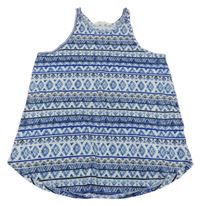 Modro-bílý vzorovaný volný top H&M
