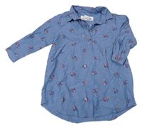 Modré květované košilové šaty H&M