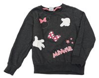 Tmavošedá melírovaná mikina s Minnie Disney