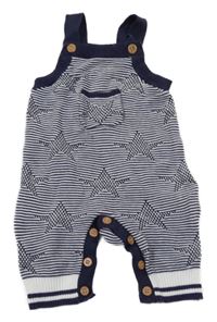 Tmavomodro-bílé pruhované pletené laclové kalhoty Mothercare