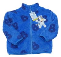 Nové - cobaltově modrá chlupatá bunda s Bluey St. Bernard
