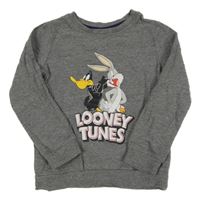Tmavošedá melírovaná mikina s Bugs Bunnym a Duffym - Looney Tunes