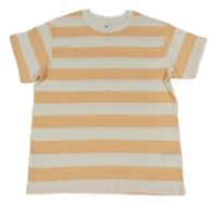 Meruňkovo-bílé pruhované tričko H&M