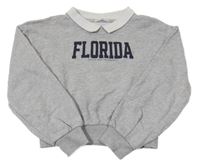 Šedá crop mikina s nápisem a límečkem Tom Tailor