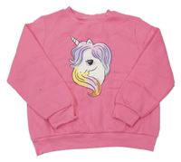 Růžová oversize mikina s jednorožcem H&M