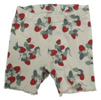 Béžové žebrované elastické kraťasy s jahůdkami H&M