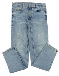 Modré skinny fit rifle s prošoupáním Zara