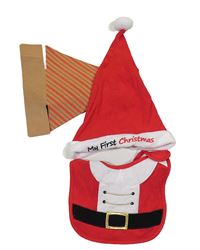 Nové - 2set - Červená čepice s nápisem + slinták - Santa Primark