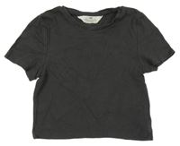 Tmavošedé žebrované crop tričko H&M