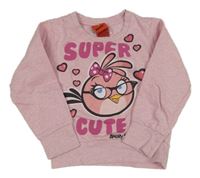 Růžová melírovaná mikina s Angry Birds