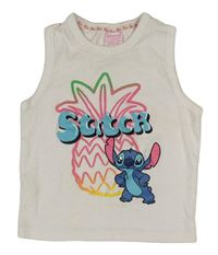 Bílý žebrovaný crop top se Stitchem Primark