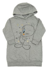 Šedé teplákové šaty s Tweetym a kapucí - Looney Tunes 